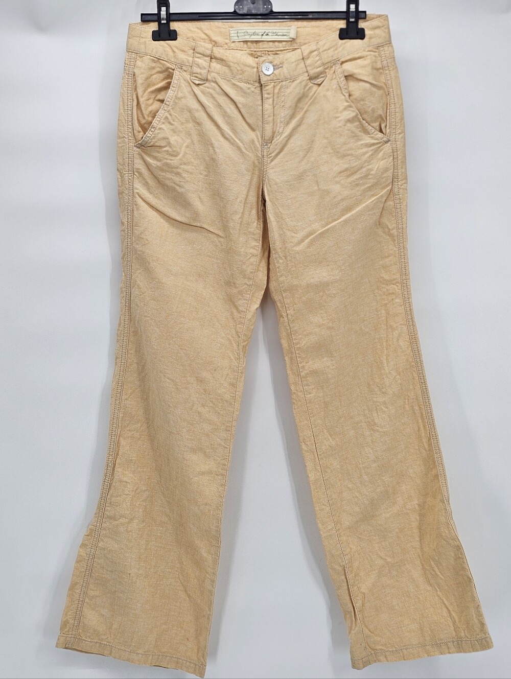anthropologie Butter Yellow Low Rise Linen Blend Pants 6